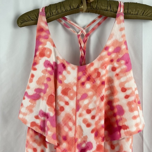 Patagonia Folly Beach Maxi Dress pink & peach tie dye print shelf bra Medium - Picture 4 of 10